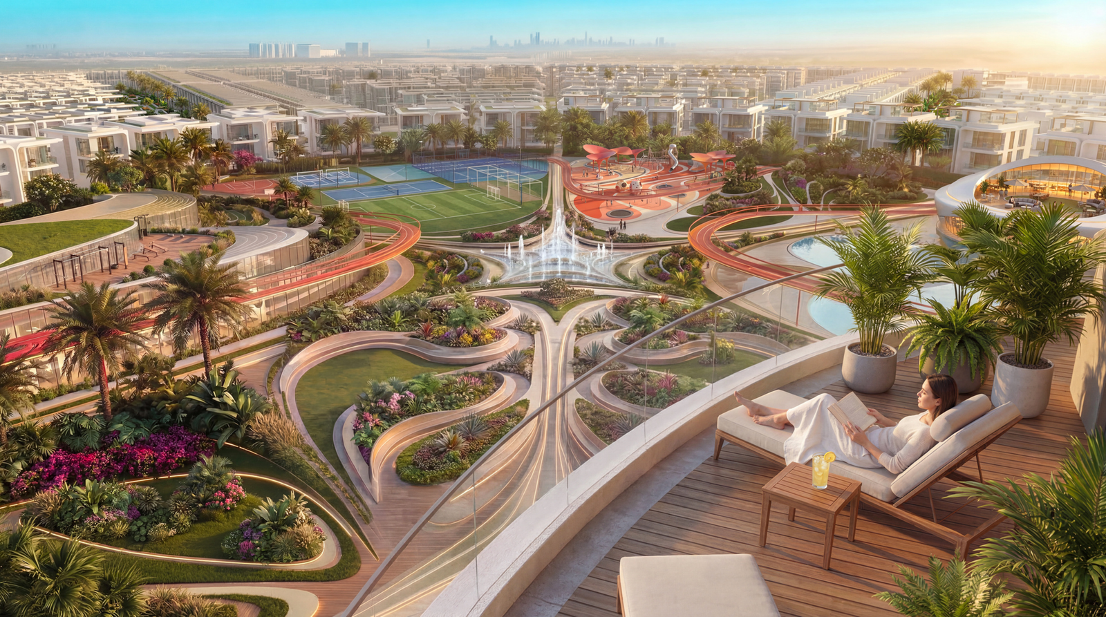 23 Introducing Greenz — a premium gated community of townhouses and villas in Dubai International Academic City, close to Dubai Silicon Oasis.